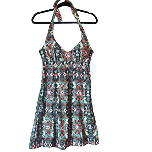 Athleta Dress Size 4 Pack Everywhere Floral Halter Athletic Swim Boho Blue Red - Picture 1 of 11